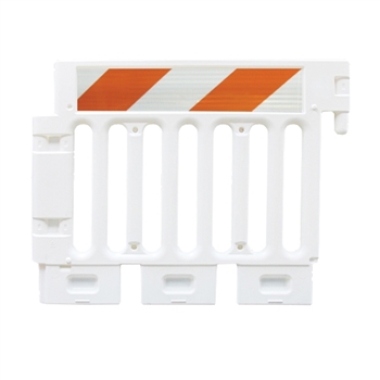 Strongwall ADA White Pedestrian Barricade with engineer grade striped ...