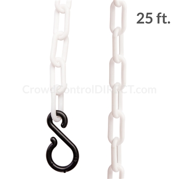Chainboss WHITE Plastic Safety 2 Chain UV Resistant - 25ft bag with S-hooks  (Multi-Pack)